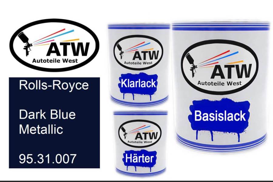 Rolls-Royce, Dark Blue Metallic, 95.31.007: 1L Lackdose + 1L Klarlack + 500ml Härter - Set, von ATW Autoteile West.